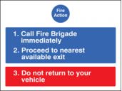 Fire action for car parks sign