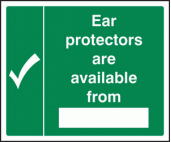 Ear protectors available from sign