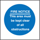 Fire notice/area keep clear sign