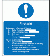 First aid/accident/illness sign