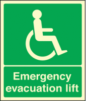 Emergency evacuation lift sign