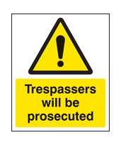 Trespassers will be prosecuted sign