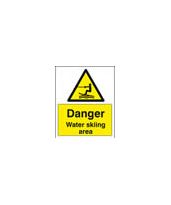 Danger water skiing area sign
