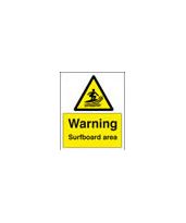 Warning surfboard area sign