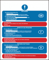 Multi lingual fire action sign