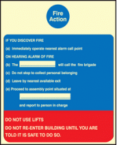 Fire action standard sign
