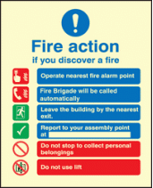 Fire action/call point with lift sign