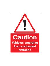 Caution vehicles emerging from etc sign