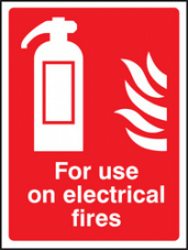 For use on electrical fires sign