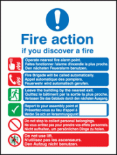 Multi lingual fire action auto with lift sign