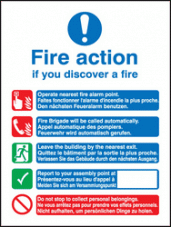 Multi lingual fire action manual no lift sign