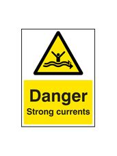 Danger strong currents sign