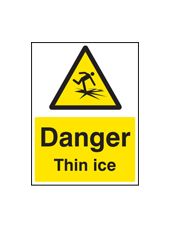 Danger thin ice sign