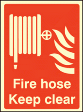 Fire hose keep clear sign