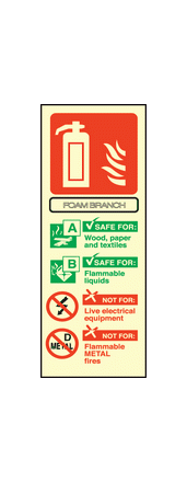 Foam branchpipe identification sign