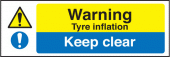 Warning tyre inflation keep clear sign