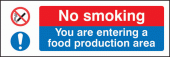 No smoking food production area sign