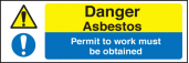 Danger asbestos/permit to work obtained sign