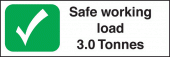 SWL 3.0 tonnes sign