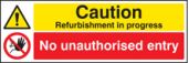 Caution refurbishment in progress sign