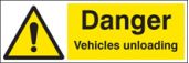 Danger vehicles unloading sign