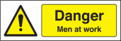 Danger men at work sign