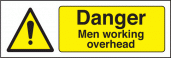 Danger men working overhead sign