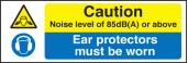 Noise level 85dB ear protectors worn sign
