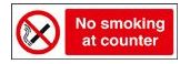 No smoking at counter sign