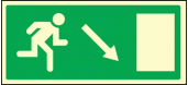 Fire exit down and right sign