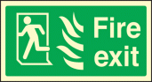 Fire exit left HTM sign